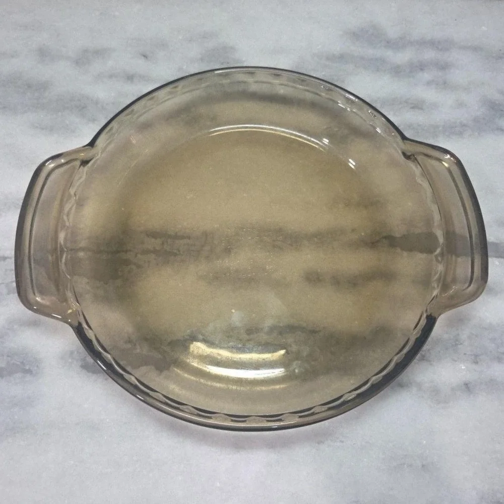 Anchor‎ Hocking Amber 1qt Deep Dish Pie Plate #1075, Ovenware, Fluted Handles